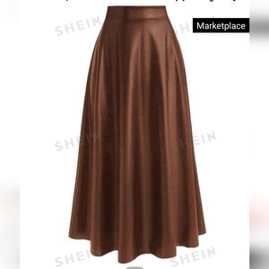 Solid PU Leather Skirt